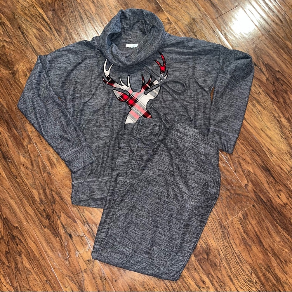 Maurices Heather Gray Cowl Neck Sweater and Jogger Pants Medium